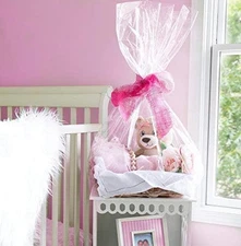 Clear Basket Bags, 5 Pack Large Clear Cellophane Wrap for Baskets & Gifts 30"...