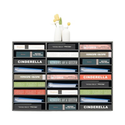 27 Slot Desktop Mail Organizer File Sorter Literature Cabinet Black