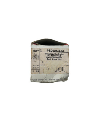 Pass & Seymour PS20AC3-KL Three Way Key Switch 20A 120/277VAC