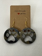 Dog Paw Print Multicolor Pearlescent Acrylic Earrings W/Hypoallergenic Hooks