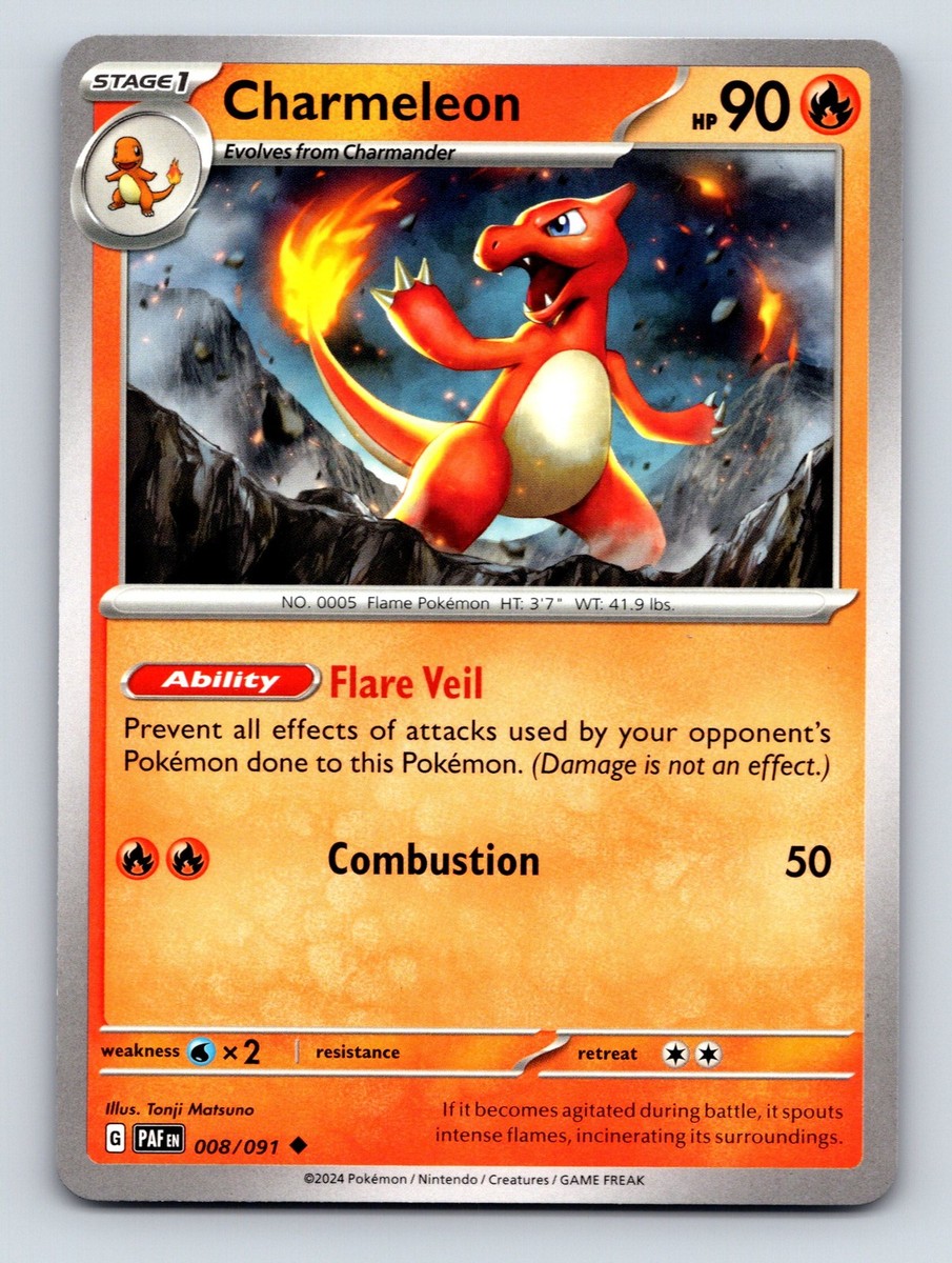 Stage 1 Charmeleon HP 90 Flare Veil Ability Combustion Attack Red
