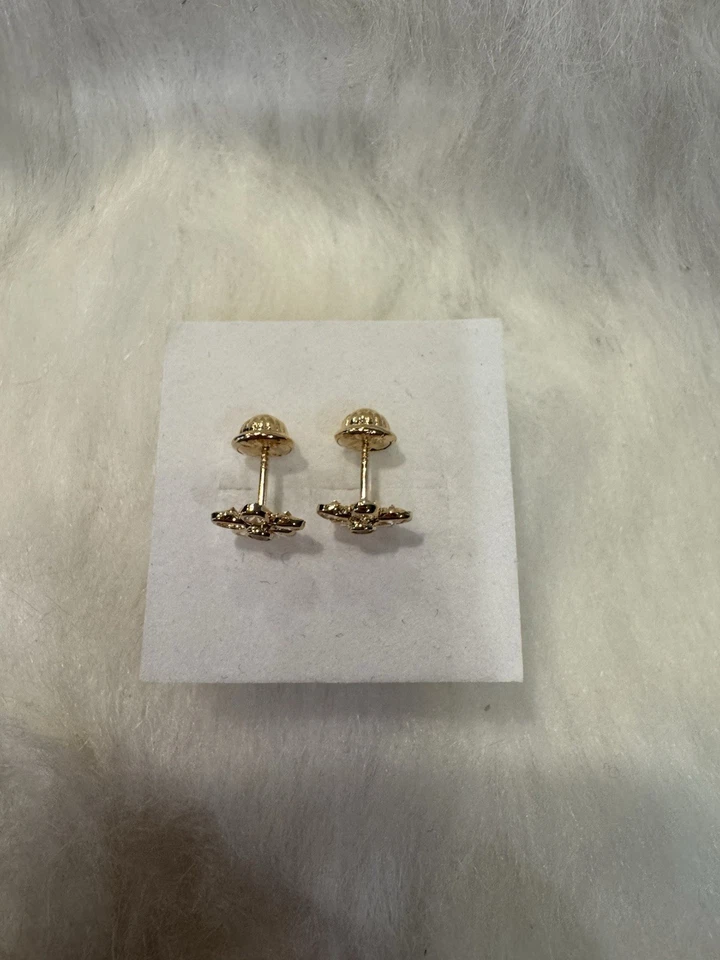 Серьги-гвоздики из золота 18 карат с цветами - Изображение 2 из 4