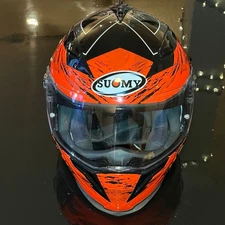 Suomy Full Face Motorcycle Helmet Orange/Black Size L – Pre-Owned