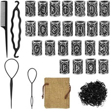 Beard Beads For Men24 Piece Vikings Runes Beads Norse Dreadlock Beads Hair Tube
