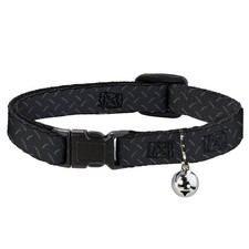 Cat Collar Breakaway with Bell Diamond Plate Grays NARROW Fits 8.5-12"