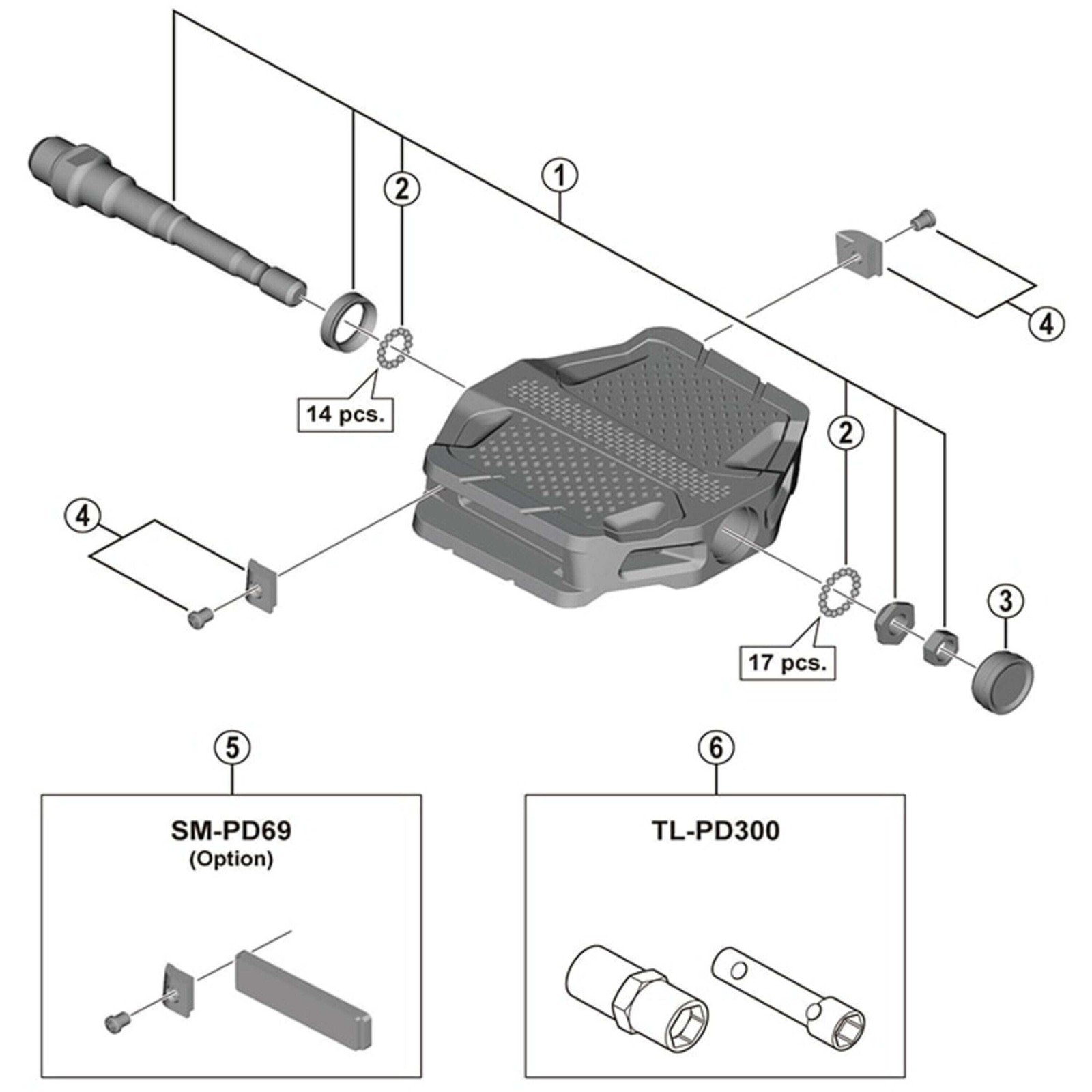 Shimano Spares PD-EF202 pedal axle assembly, right hand