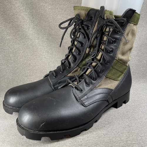Sz 13R Mens ROTHCO Military Style Jungle Boots Black w/ Olive Green Canvas EUC - Picture 3 of 13