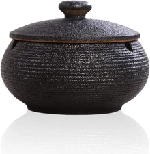 Ceramic Ashtray with Lids, Windproof, Cigarette Ashtray for Indoor or Outdoor Us