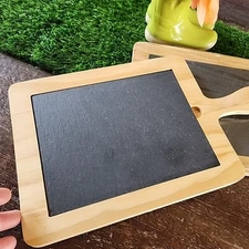 Lot of 2 Pine Wood & Slate Cutting Board Cheese Board Charcuterie 10.25 x 8