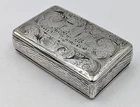 RUSSIAN ANTIQUE SOLID SILVER & NIELLO ENAMEL SNUFF BOX MOSCOW 1848