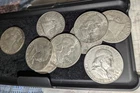 10 Franklin 90%Silver Half's. Mixed Dates And Mint Marks As Seen In Photos .