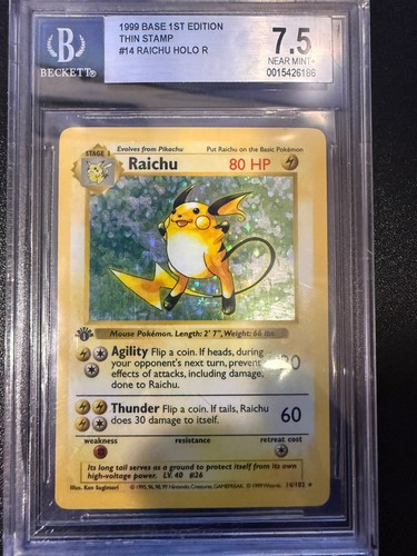 Raichu (1st Edition) graded BGS 7.5 for sale on eBay