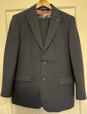 Sawyers & Hendricks Blue 3-Piece Suit 40S Jacket, Waistcoat, 34S Trousers