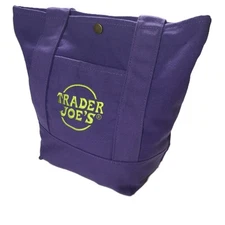 Trader Joe's Mini Canvas Tote Bag With METAL SNAP FASTENER Halloween & Grocery