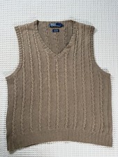 Vintage Polo Ralph Lauren Sweater Vest, Mens Size Medium, Beige