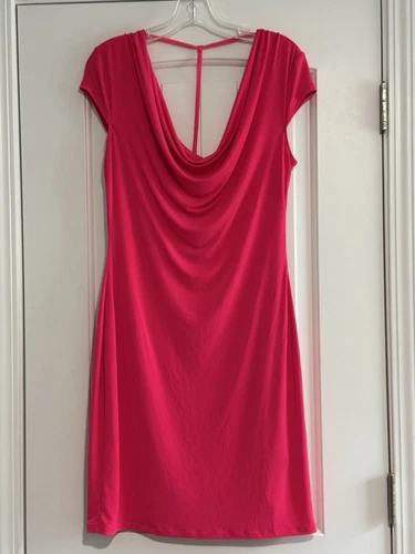 UNDERCOVER Abito Victoria’s Secret Atomic rosa scollo drappeggiato ritaglio schiena cappuccio maniche medie