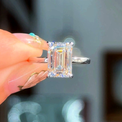 3 Kt Smaragdschliff Laborgrown Diamant Verlobungsring PT950 Platin IGI