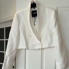 Zara Blazer Cropped White Double Breasted