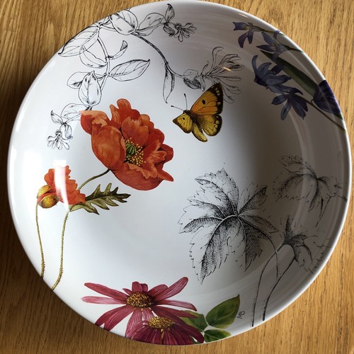 Hallmark Marjolein Bastin 12” Serving Bowl Poppy Butterfly Rare & Beautiful! - Picture 2 of 12