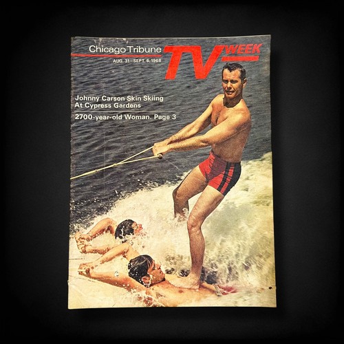 Chicago Tribune 1968 TV Week Ft. Johnny Carson Water Skiing ON PEOPLE!! VTG - Foto 3 di 13
