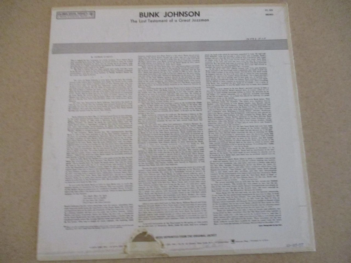 Bunk Johnson - The Last Testament Of A Great New Orleans Jazzman GSP JCL 829 NM