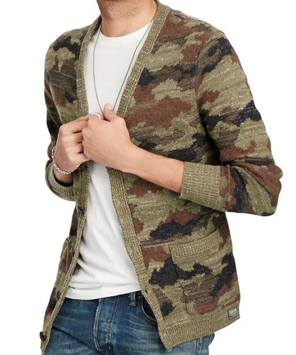 polo camo cardigan