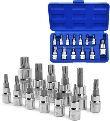 13-tlg. Torx Bit Steckschlüsselsatz T8-T70 S2 Stahl Sechskant Steckschlüssel