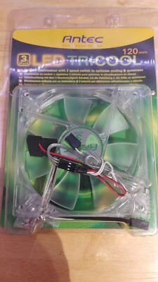 Antec TriCool 120mm Green LED  Fan  3 Speed Switch  3-Pin/4-Pin  Power Connector