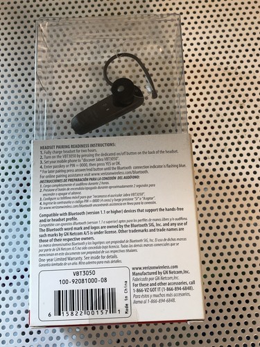 Jabra VBT3050 Universal Wireless Bluetooth Headset Verizon 100% New Silver Black - Picture 4 of 4