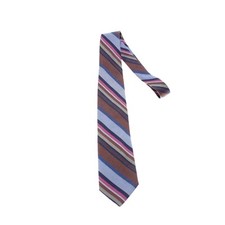 Altea NWT Neck Tie in Blues/Brown/Pink Stripes Linen/Silk Blend Made in Italy