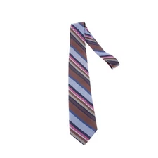 Altea NWT Neck Tie in Blues/Brown/Pink Stripes Linen/Silk Blend Made in Italy
