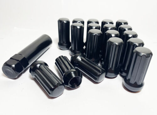 Fit GMC Savana Sierra 2500 3500 Spline Lug Nut 2” XL 14x1.5 Black 32Pc+Key - Picture 2 of 7