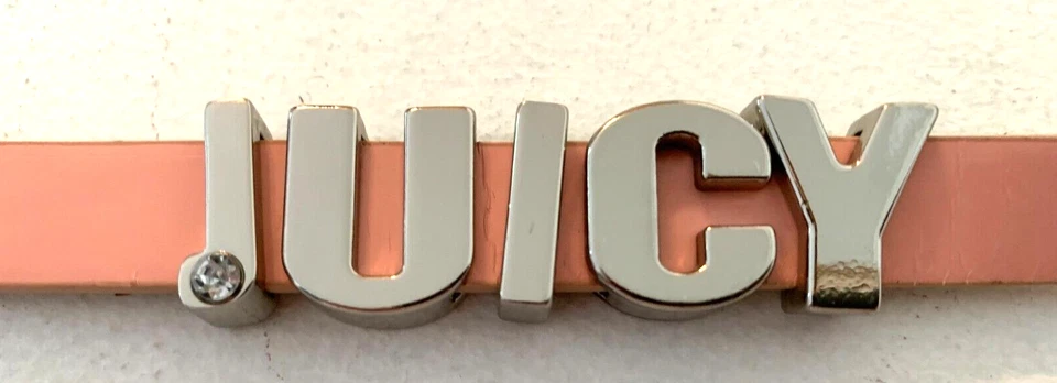 Cinturón ajustado JUICY COUTURE charol rosa tono plata hebilla logotipo talla XL Foto 2 de 4