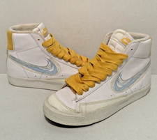 Nike Blazer Mid 77 White Trainers Size US 5Y Leather Blue Paint Brush DX3070-100