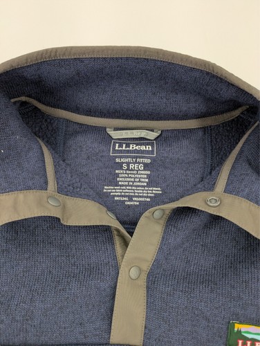 LL Bean Men's Snap Button Sweater Fleece Pullover Jack Navy Blue Small 298050 - Picture 5 of 7