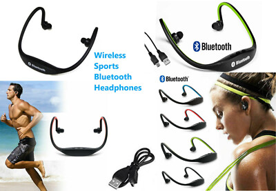 Kabelloses Bluetooth Headset Stereo Kopfhörer Ohrhörer Sport Freisprechkarten Steckplatz