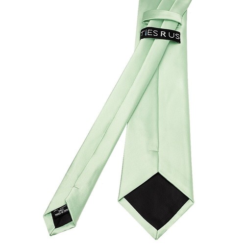 Pale Mint Satin Classic Mens Tie and Pocket Square Set Wedding Christening Tie - Picture 4 of 4