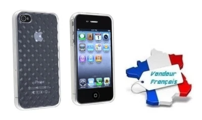 Housse Etui Coque Silicone Gel Blanc Diamand Pour Apple iPhone 4 / iPhone 4S - Photo 1/4