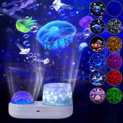 USB-Powered Starry Night Light Projector - Blue Ocean-Themed LED Lamp MHE318307