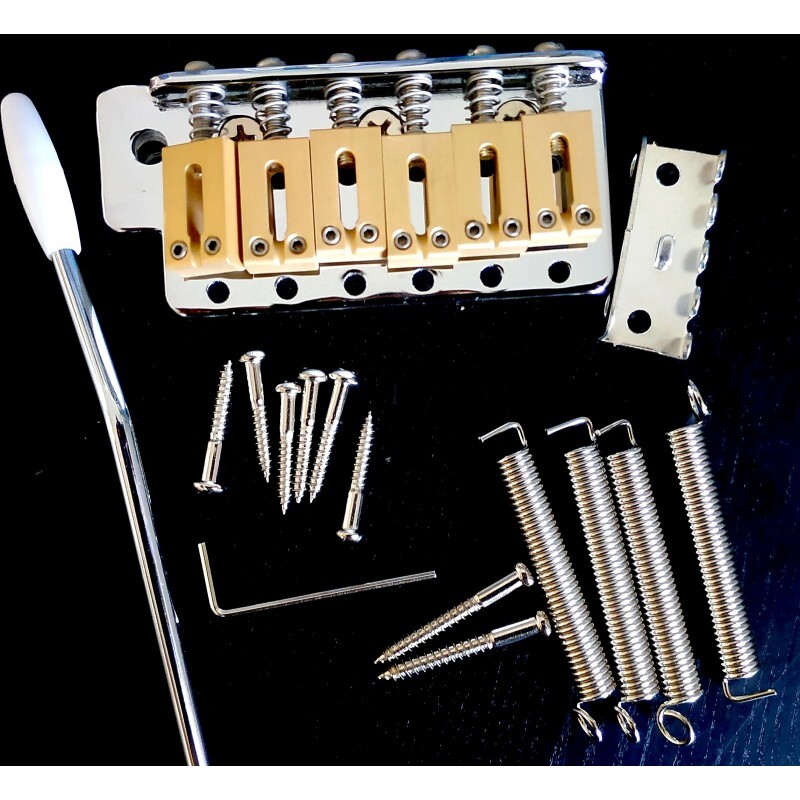 Tremolo Stratocaster en laiton massif chrome avec pontets de 11.3mm