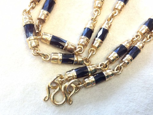 Collana oro 20 kt granati rossi 31 grammi oro granati fatti a mano gemme per uomo donna - Foto 6 di 15
