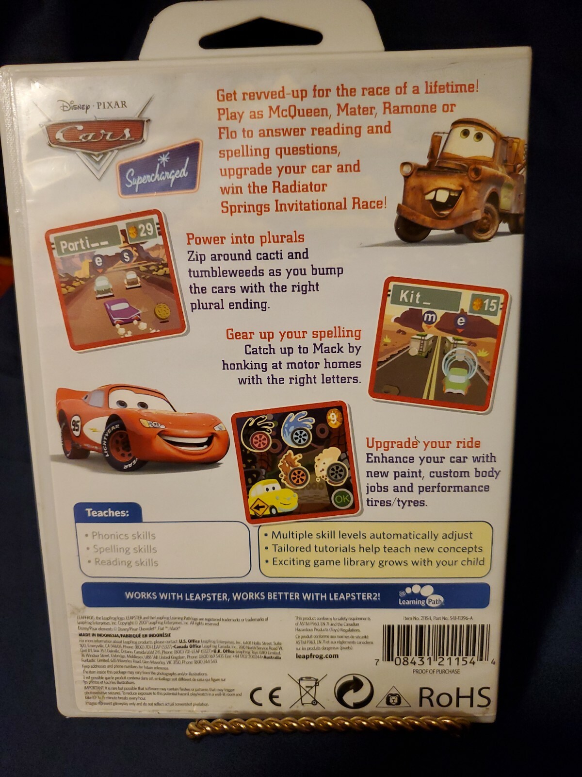 LeapFrog Leapster 1 & 2 Learning Game Disney PIXAR Cars Supercharged K