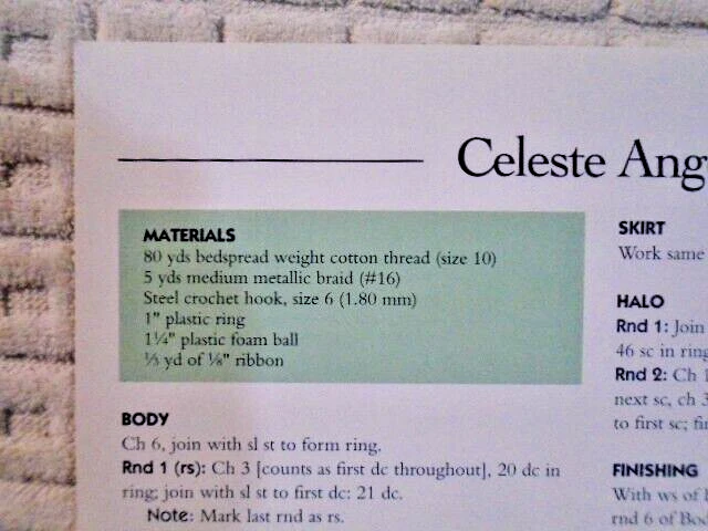 Celeste Angel Ornamento Crochet Patrón Único Vanna Blanco  Foto 2 de 2