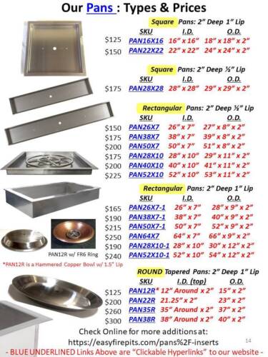 Hágalo usted mismo Insertos de goteo de mesa de fuego de acero inoxidable / sartenes de alta resistencia de EasyFirePits - Imagen 5 de 78