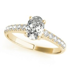 1.35 Carat D VS2 Oval Lab Grown Diamond Ring in 14k Gold CERTIFIED