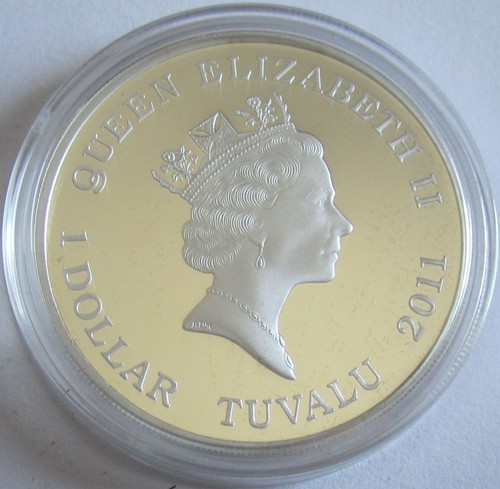 Tuvalu 1 Dollar 2011 Working Dogs German Shepherd 1 Oz Silber - Picture 3 of 3