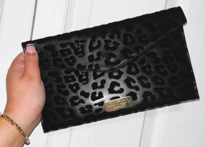Jimmy Choo Faux Leather Flocked Leopard Print FoldOver Clutch Slim