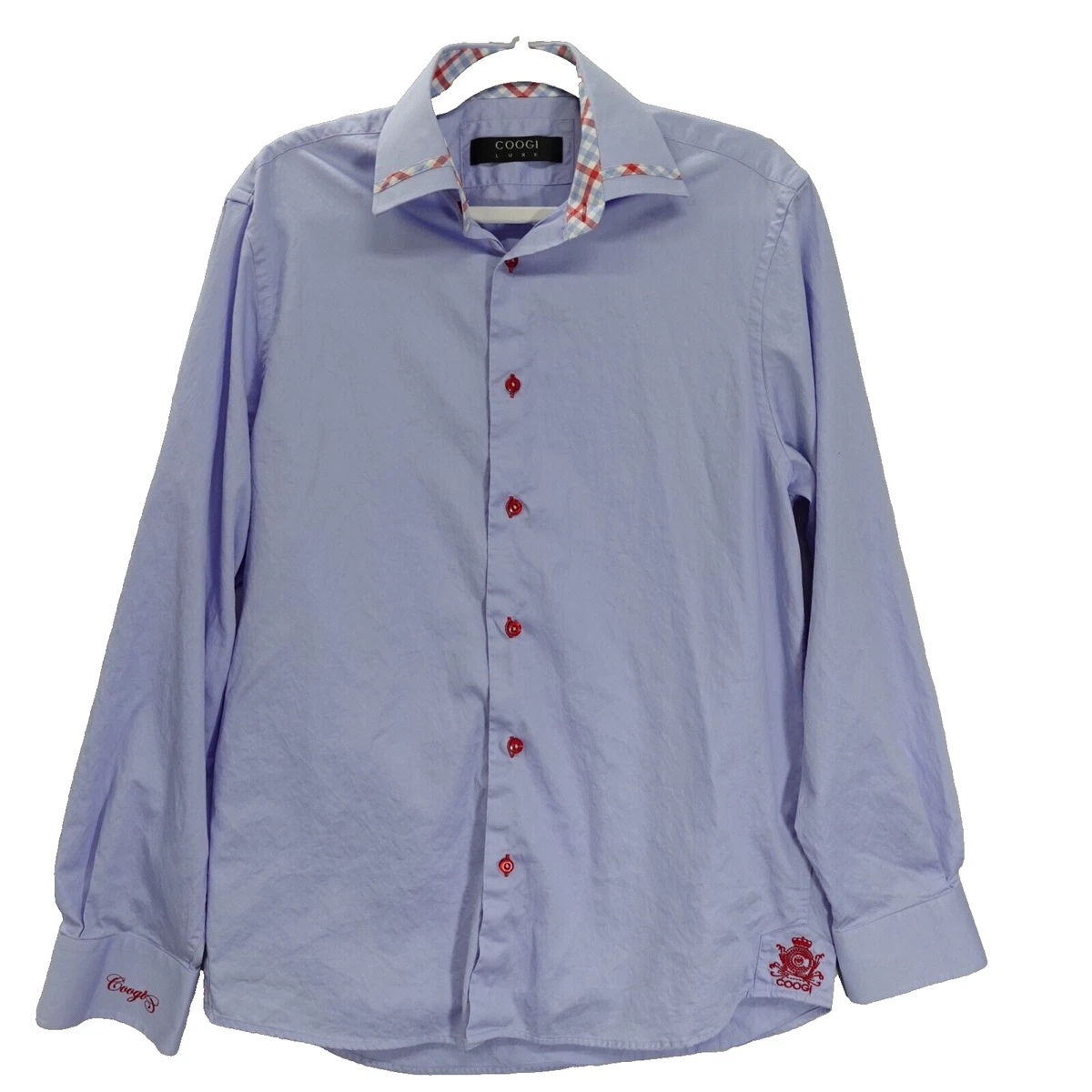 coogi classic dress shirt Prestige Full Button CMK-6005 Classic Collared Button COOGI Blue Dress Shirts for