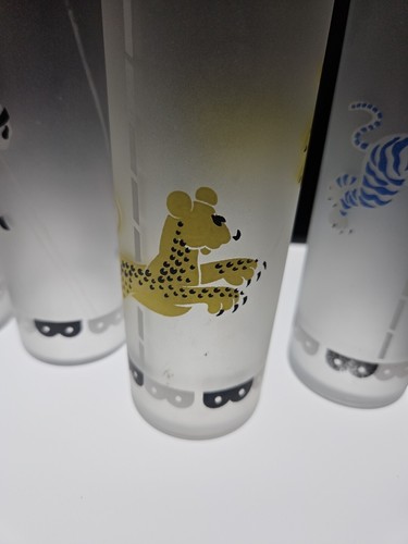Vintage Libby Carousel Frosted Glasses Set of 4 Circus Merry Go Round - Picture 8 of 10
