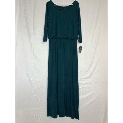NEW Boston Proper Women Maxi Dress Solid Green Long Sleeve Size L  Casual Jersey